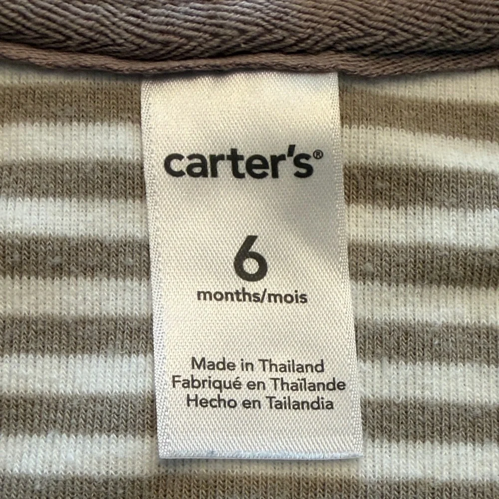 Carter's Striped Hooded Baby Set - Cream and Gray